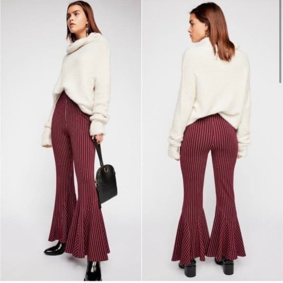 Free People winterberry pinstripe flare pants - Picture 7 of 8